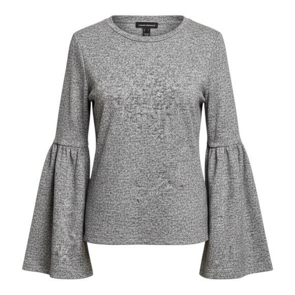 Urban Heritage Tops - Urban Heritage Heathered Gray Flared Bell Long Sleeve Soft Knit Top Size Medium